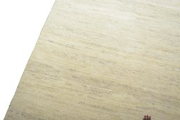 Backside of handmade New Persian Gabbeh rug showing knot structure and weave density