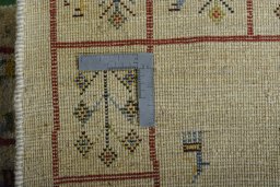 Close-up detail of New Persian Gabbeh rug from Iran / Persia showing Wool weave