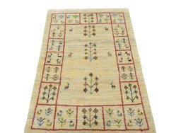 Surface texture of New Persian Gabbeh rug with natural Wool and intricate pattern
