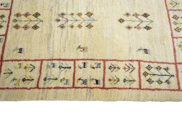 Close-up detail of New Persian Gabbeh rug from Iran / Persia showing Wool weave