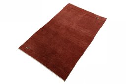 Corner detail of New Persian Gabbeh rug showing border pattern and Wool pile