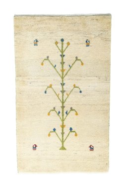 Full view of New Persian Gabbeh rug from Iran / Persia, 132 × 80 cm in Red tones