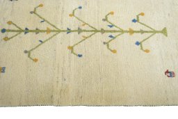 Close-up detail of New Persian Gabbeh rug from Iran / Persia showing Wool weave