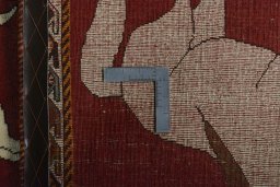 Close-up detail of 2000s Persian Gabbeh rug from Iran / Persia showing Wool weave