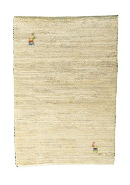 Full view of New Persian Gabbeh rug from Iran / Persia, 88 × 60 cm in Beige tones