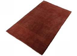 Corner detail of New Persian Gabbeh rug showing border pattern and Wool pile