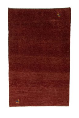 Full view of New Persian Gabbeh rug from Iran / Persia, 128 × 80 cm in Red tones