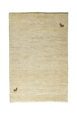Full view of New Persian Gabbeh rug from Iran / Persia, 90 × 60 cm in Beige tones