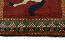 Central medallion detail of 2000s Persian Gabbeh rug from Iran / Persia
