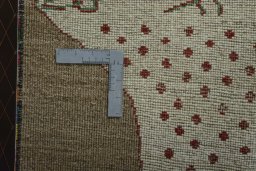 Close-up detail of 2000s Persian Gabbeh rug from Iran / Persia showing Wool weave