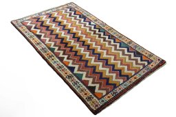 Close-up detail of 2000s Persian Gabbeh rug from Iran / Persia showing Wool weave