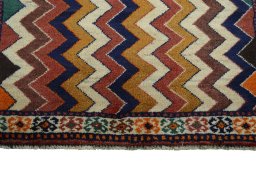 Central medallion detail of 2000s Persian Gabbeh rug from Iran / Persia