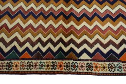 Close-up detail of 2000s Persian Gabbeh rug from Iran / Persia showing Wool weave