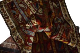 Close-up detail of 2000s Persian Gabbeh rug from Iran / Persia showing Wool weave