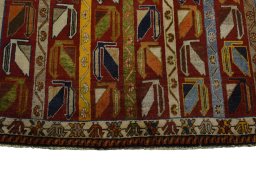 Central medallion detail of 2000s Persian Gabbeh rug from Iran / Persia