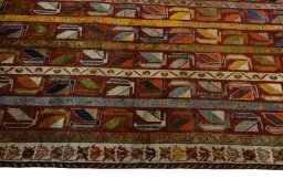 Close-up detail of 2000s Persian Gabbeh rug from Iran / Persia showing Wool weave