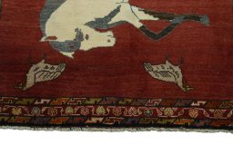Central medallion detail of 2000s Persian Gabbeh rug from Iran / Persia