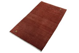 Corner detail of New Persian Gabbeh rug showing border pattern and Wool pile