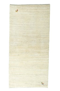 Full view of New Persian Gabbeh rug from Iran / Persia, 147 × 71 cm in Beige tones