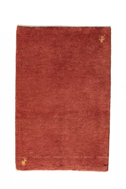 Full view of New Persian Gabbeh rug from Iran / Persia, 90 × 58 cm in Red tones
