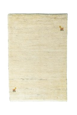 Full view of New Persian Gabbeh rug from Iran / Persia, 91 × 60 cm in Beige tones