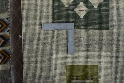 Close-up detail of New Persian Gabbeh rug from Iran / Persia showing Wool weave