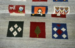 Full view of New Persian Gabbeh rug from Iran / Persia, 146 × 97 cm in Gray tones