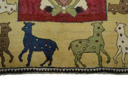 Central medallion detail of 2000s Persian Gabbeh rug from Iran / Persia