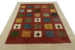 Surface texture of New Persian Gabbeh rug with natural Wool and intricate pattern