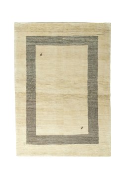 Full view of New Persian Gabbeh rug from Iran / Persia, 203 × 145 cm in Beige tones