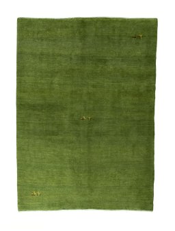 Full view of New Persian Gabbeh rug from Iran / Persia, 234 × 170 cm in Green tones