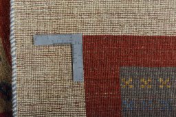 Close-up detail of New Persian Gabbeh rug from Iran / Persia showing Wool weave