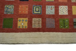 Central medallion detail of New Persian Gabbeh rug from Iran / Persia