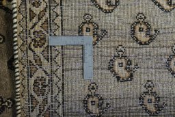 Close-up detail of 2000s Persian Gabbeh rug from Iran / Persia showing Wool weave
