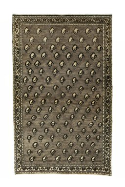 Full view of 2000s Persian Gabbeh rug from Iran / Persia, 185 × 115 cm in Gray tones