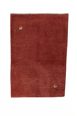 Full view of New Persian Gabbeh rug from Iran / Persia, 92 × 62 cm in Red tones