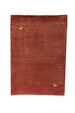 Full view of New Persian Gabbeh rug from Iran / Persia, 91 × 63 cm in Red tones
