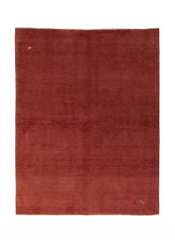 Full view of New Persian Gabbeh rug from Iran / Persia, 200 × 157 cm in Red tones