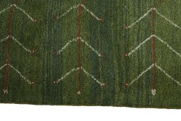 Close-up detail of New Persian Gabbeh rug from Iran / Persia showing Wool weave