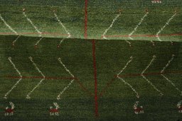 Full view of New Persian Gabbeh rug from Iran / Persia, 122 × 80 cm in Green tones