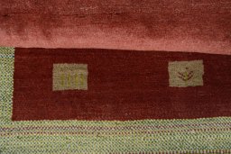 Full view of New Persian Gabbeh rug from Iran / Persia, 127 × 80 cm in Red tones