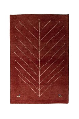 Full view of New Persian Gabbeh rug from Iran / Persia, 128 × 85 cm in Red tones