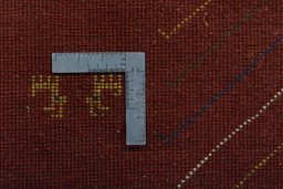 Close-up detail of New Persian Gabbeh rug from Iran / Persia showing Wool weave