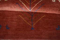 Full view of New Persian Gabbeh rug from Iran / Persia, 115 × 85 cm in Red tones