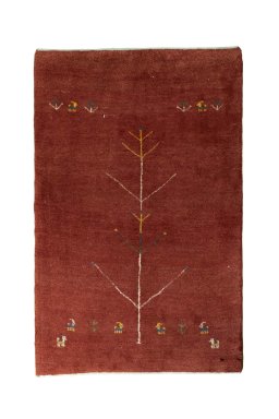 Full view of New Persian Gabbeh rug from Iran / Persia, 130 × 84 cm in Red tones