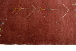Close-up detail of New Persian Gabbeh rug from Iran / Persia showing Wool weave