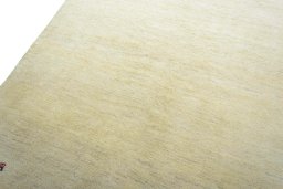 Backside of handmade New Persian Gabbeh rug showing knot structure and weave density