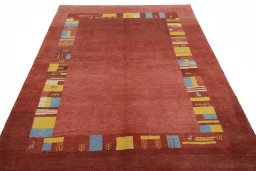 Surface texture of New Persian Gabbeh rug with natural Wool and intricate pattern