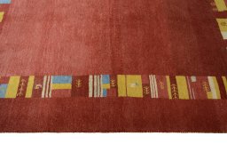 Close-up detail of New Persian Gabbeh rug from Iran / Persia showing Wool weave