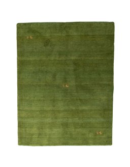 Full view of New Persian Gabbeh rug from Iran / Persia, 209 × 163 cm in Green tones